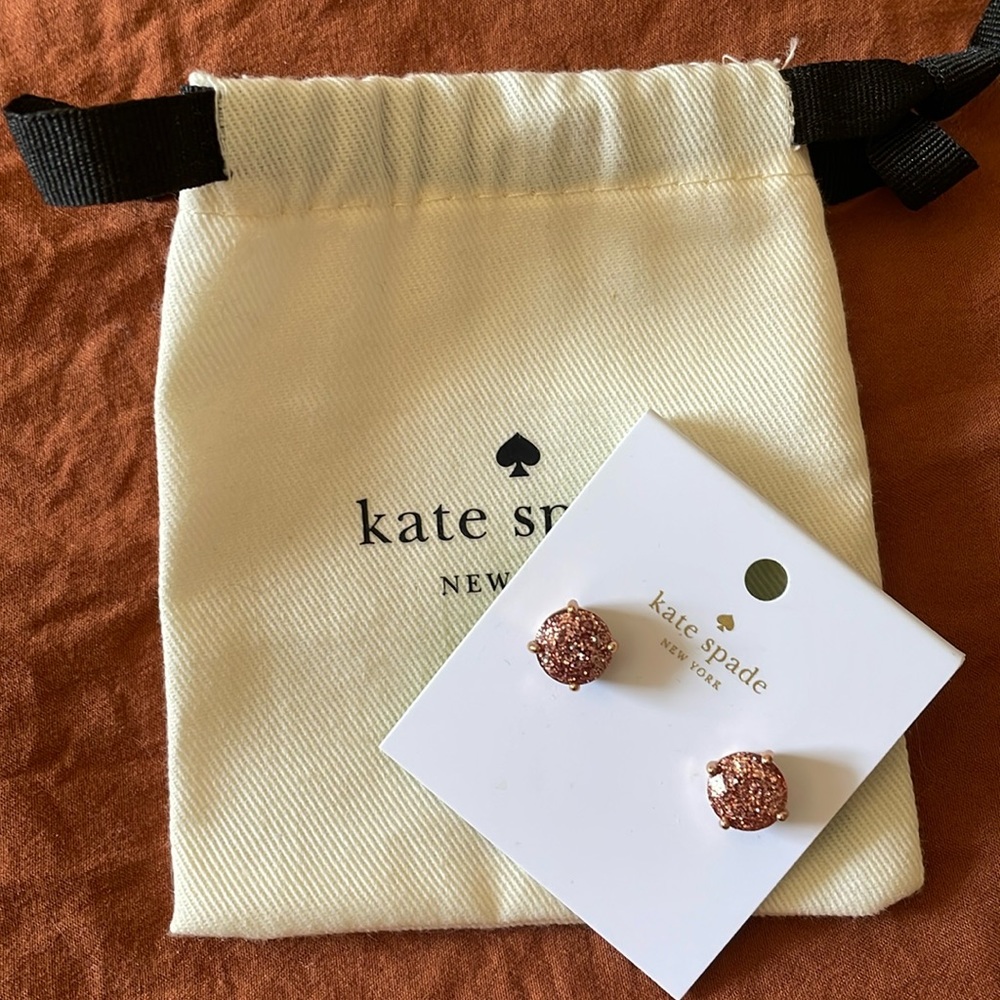 Kate spade rose gold glitter stud earrings